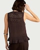 image 3 of F&F Cotton Rich Pointelle Frill Hem Sleeveless Cardigan in Chocolate