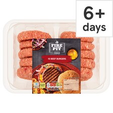 Tesco Fire Pit 10 Beef Burgers 920g NEW