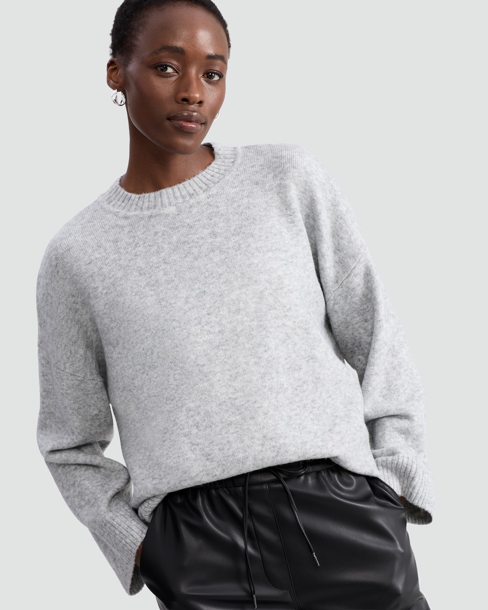 image 1 of F&F Knitted Slouchy Jumper with Wool in Grey