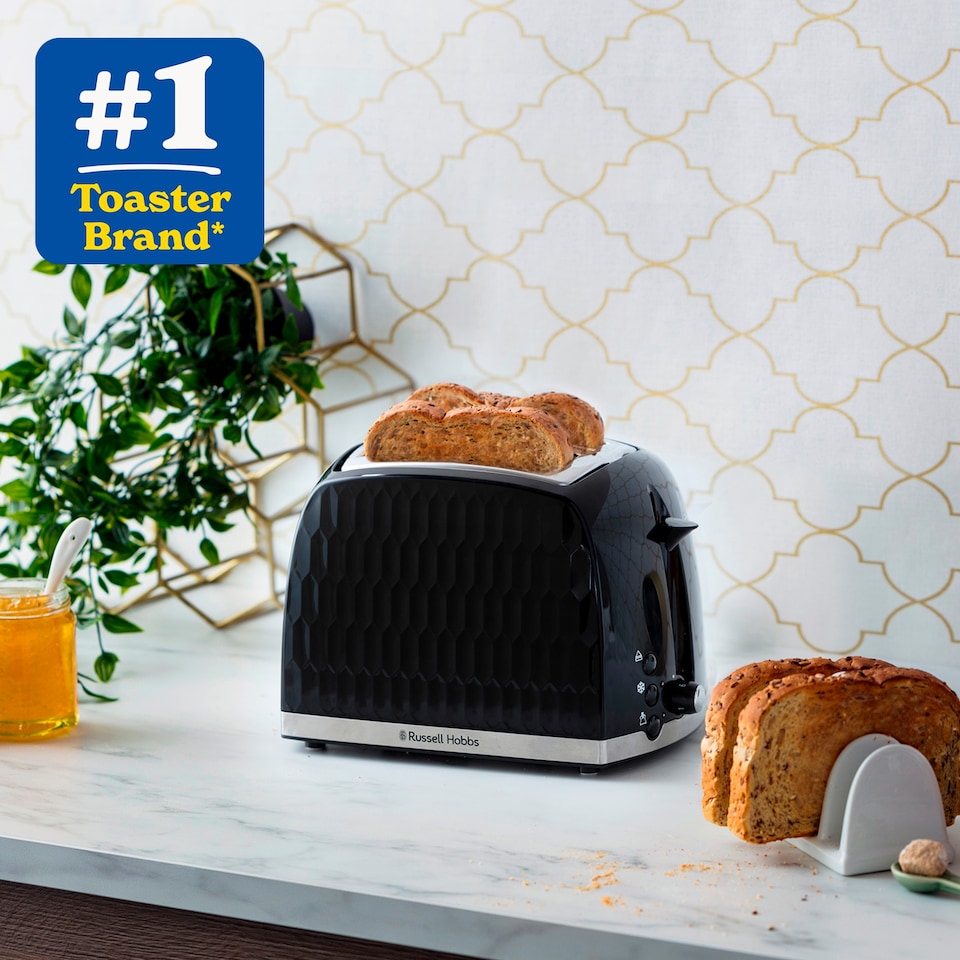 image 1 of Russell Hobbs Honeycomb 2 Slice Toaster Black
