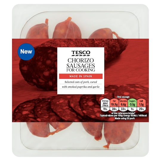 Tesco Chorizo Sausages For Cooking 200G Tesco Groceries