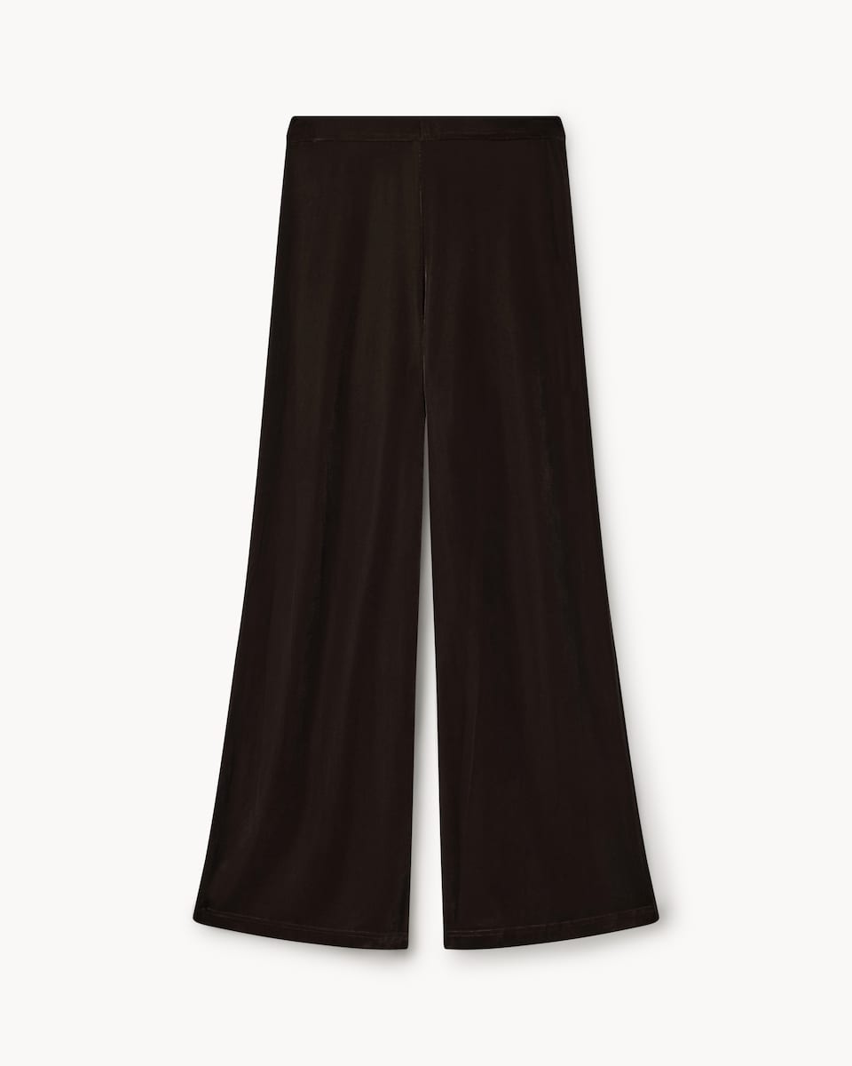 image 1 of F&F Velvet Wide Leg Co-ord Trousers in Chocolate