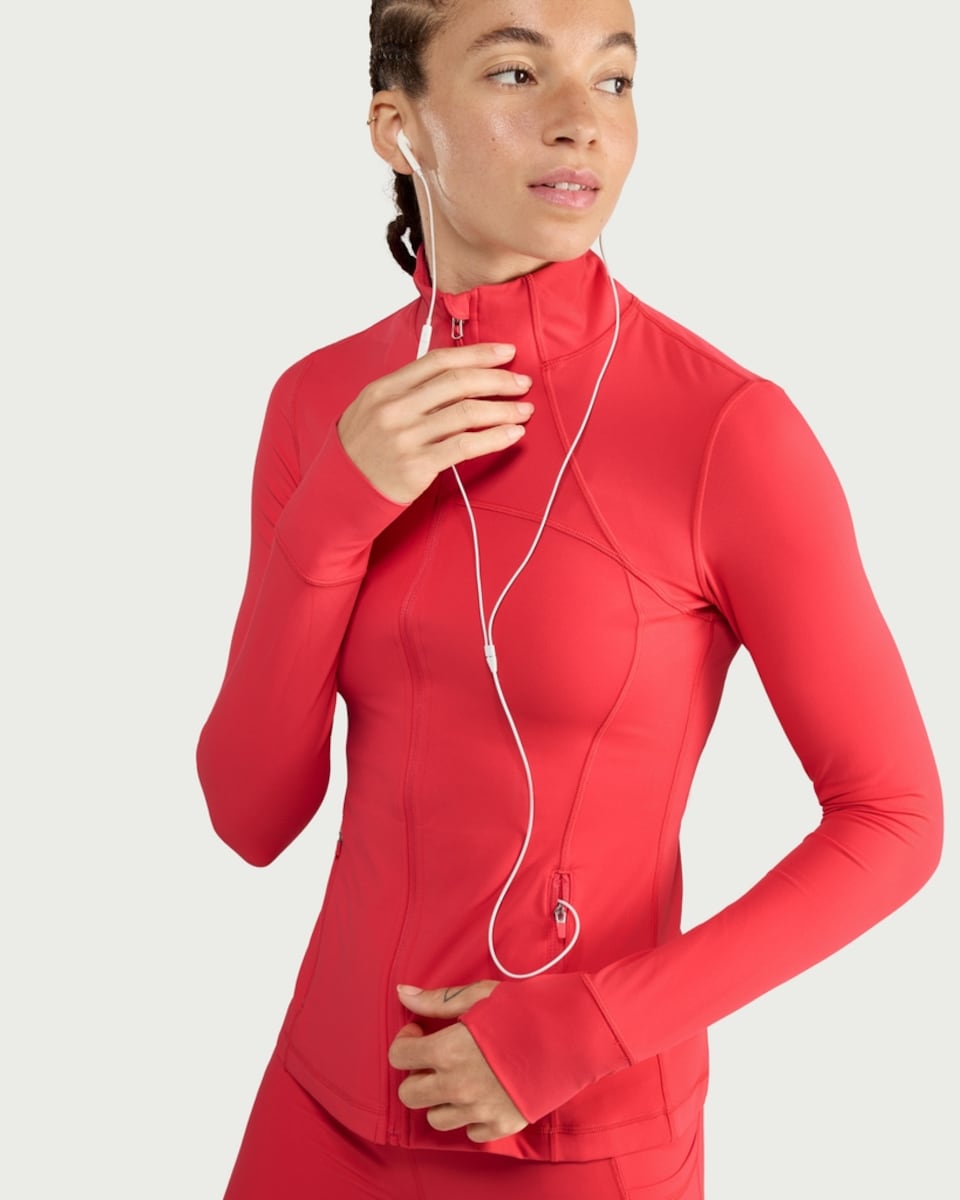 image 1 of F&F Active ULTRAMOVE Zip Front Jacket in Red