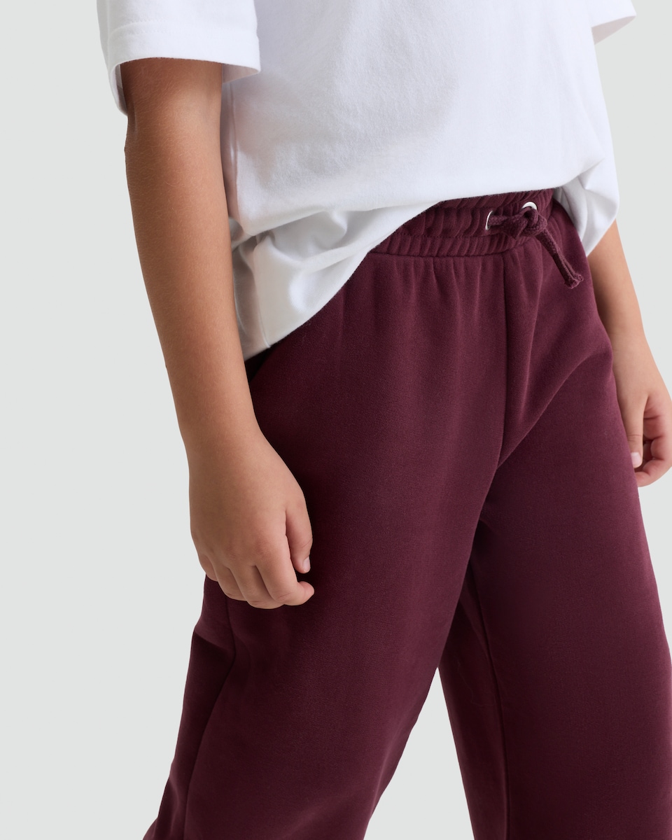 image 1 of F&F Boys Cotton Rich Wide Leg Drawstring Joggers in Burgundy