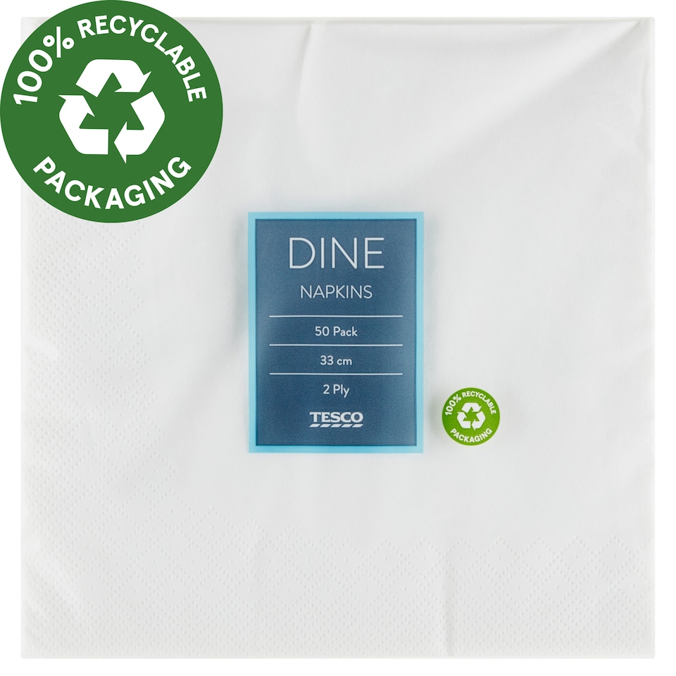Tesco Dine szalvéta 2 rétegű 33 cm x 33 cm 50 db