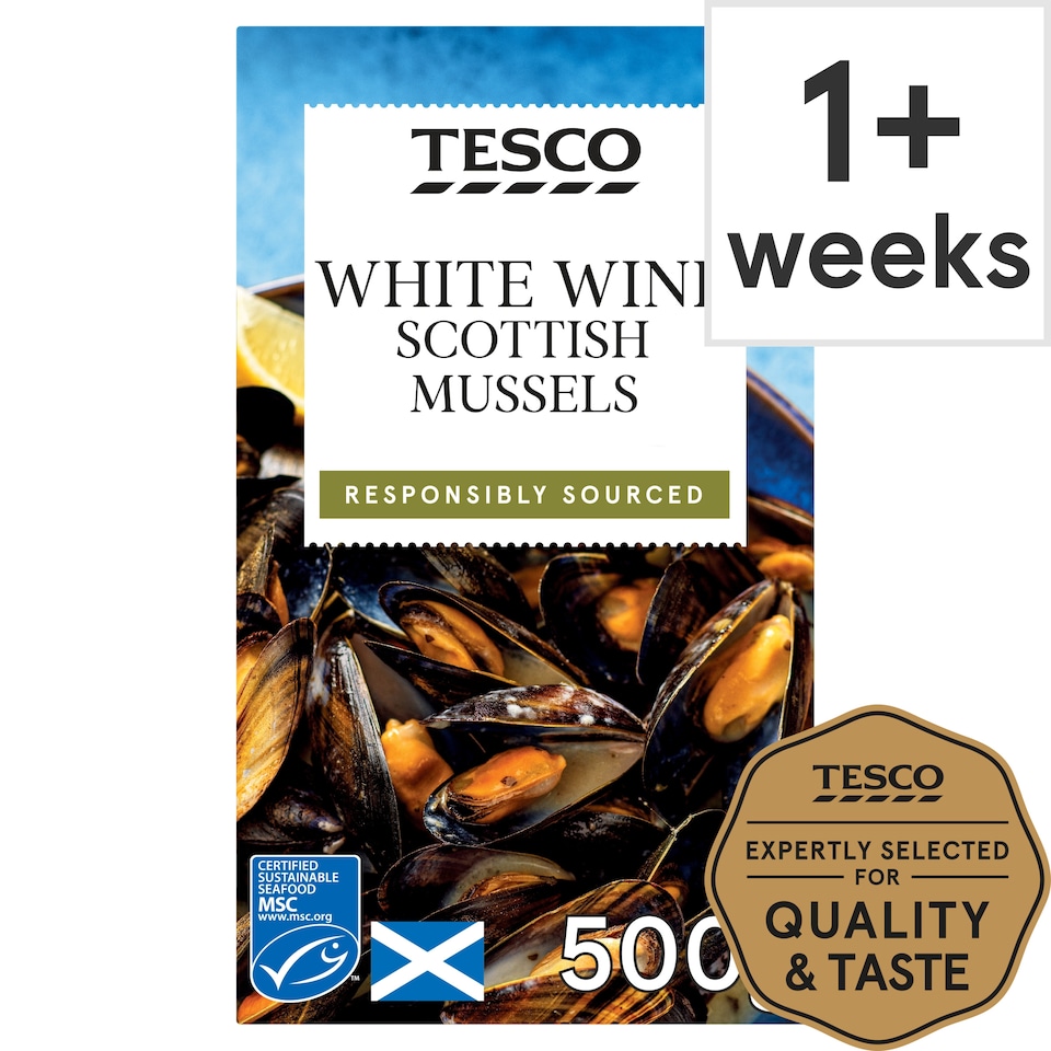 Tesco White Wine Scottish Mussels 500G