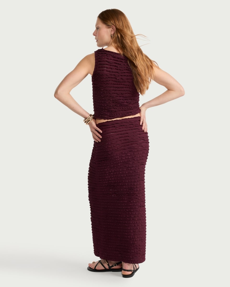 image 1 of F&F Textured Co-ord Midi Skirt in Purple