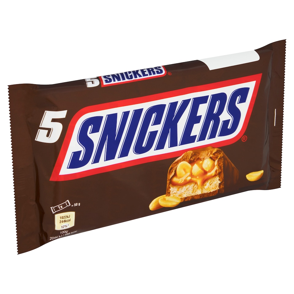 Snickers Milk Chocolate Filled with Nougat, Caramel and Peanuts 5 x 50g (250g)
