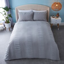 Silentnight Silver Seersucker Duvet Set King