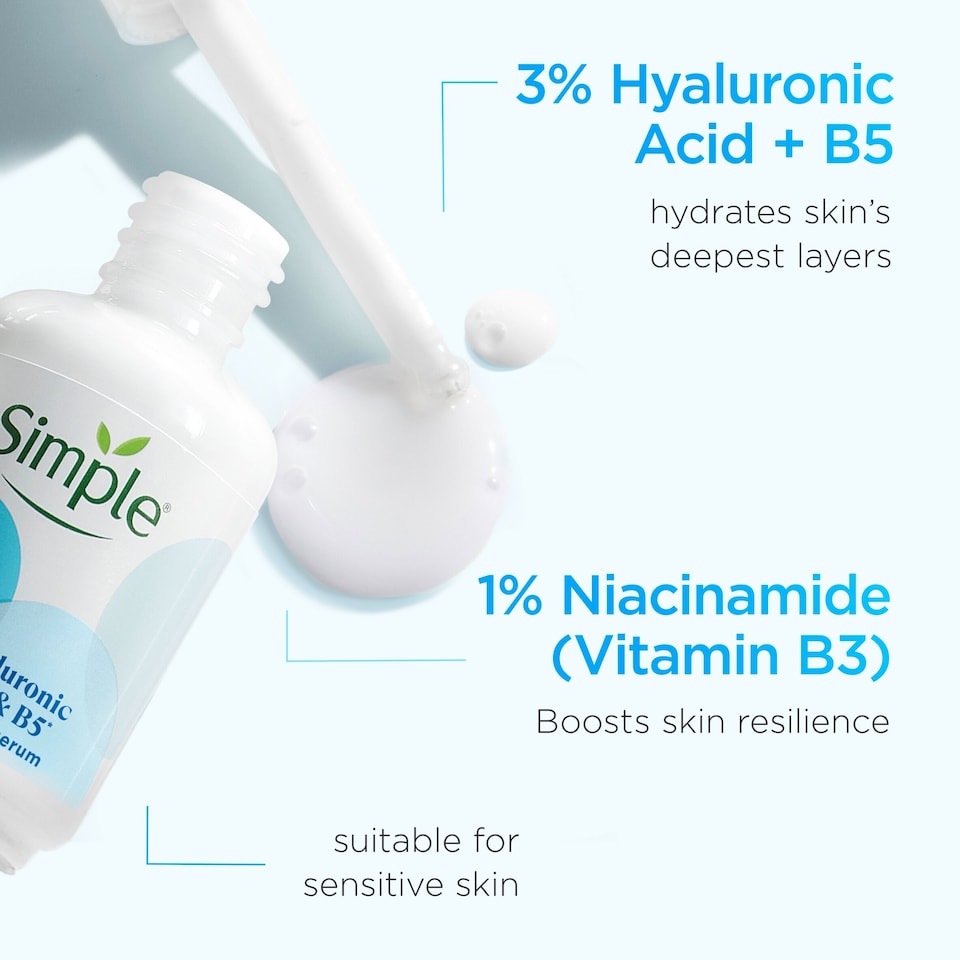 image 1 of Simple 3% Vitamin B5 & Hyaluronic Acid Booster Face Serum 30Ml