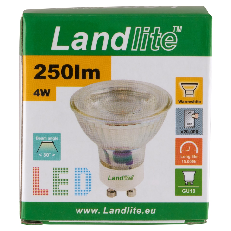 Landlite GU10 250 lm 4 W I01 3000K LED izzó  1. kép