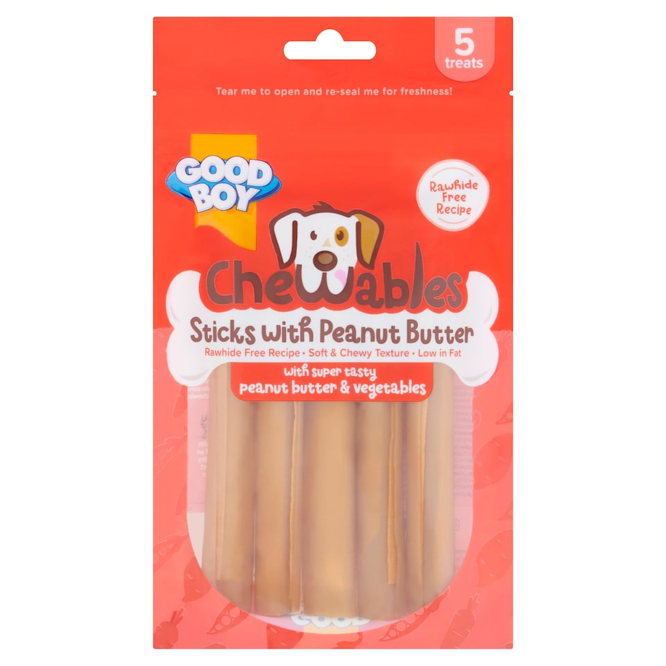 Good Boy Chewables Peanut Butter Sticks Dog Treats 5 Pack 100g