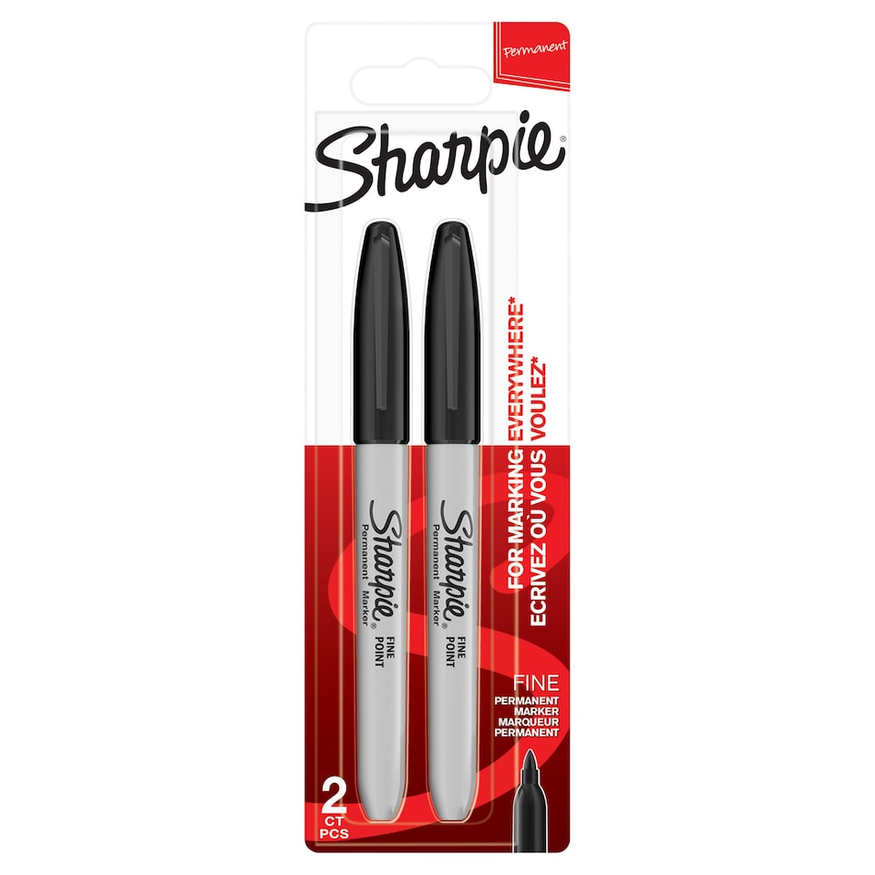 image 1 of Sharpie Permanent Markers, Fine Point, Black, 2 Count