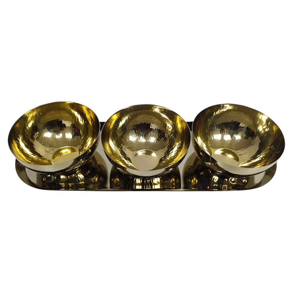 F&F Home Diwali Gold Set of 3 Bowls on Tray