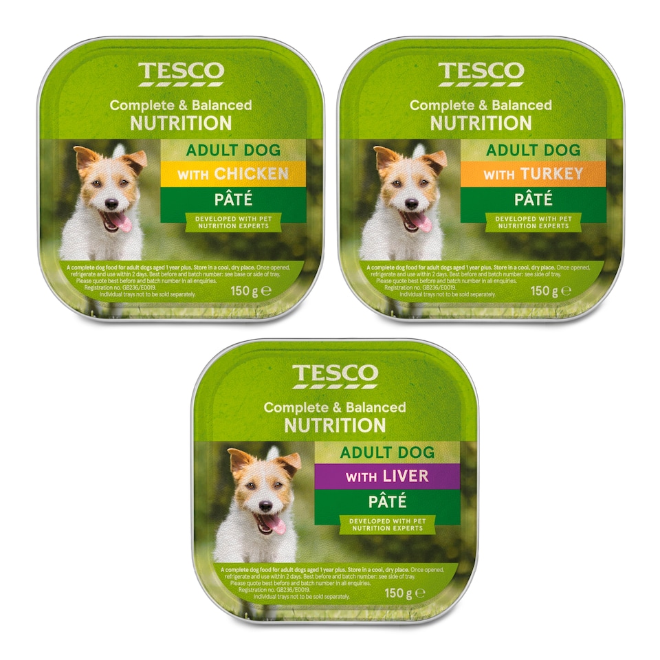 image 1 of TESCO ADULT DOG MEATY PATE SELECTION 12X150G 