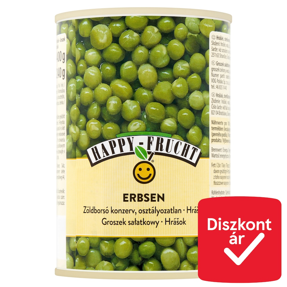 Happy Frucht osztályozatlan zöldborsó konzerv 400 g