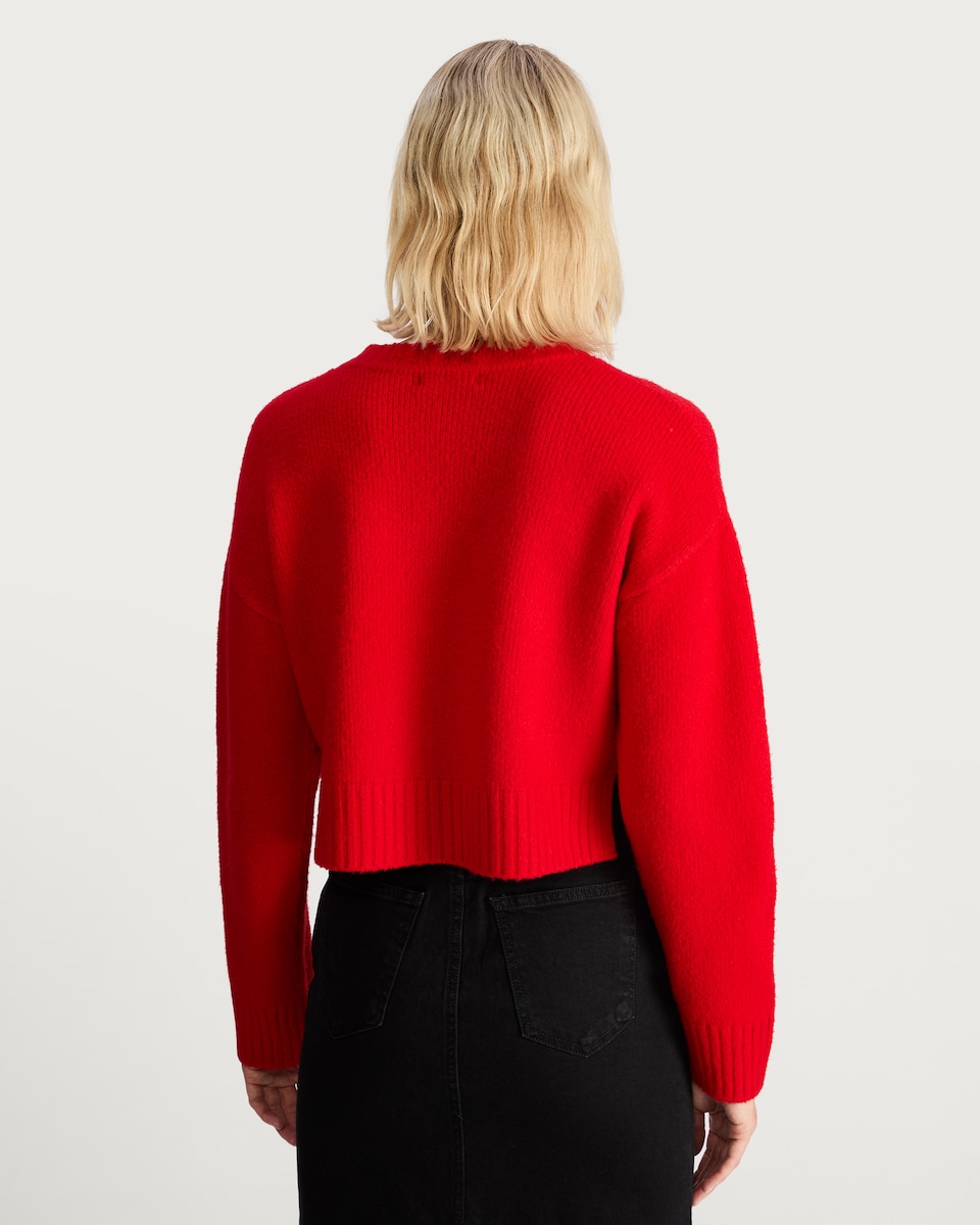 image 1 of The F&F Edit Crew Neck Cropped Jumper in Red