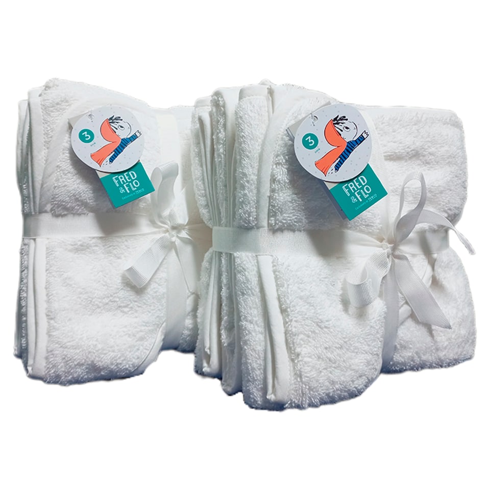 Fred & Flo White Hooded Towels 3 Pack