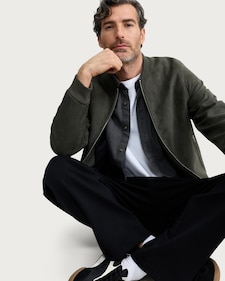 The F&F Edit Faux Suede Zip Up Bomber Jacket in Khaki