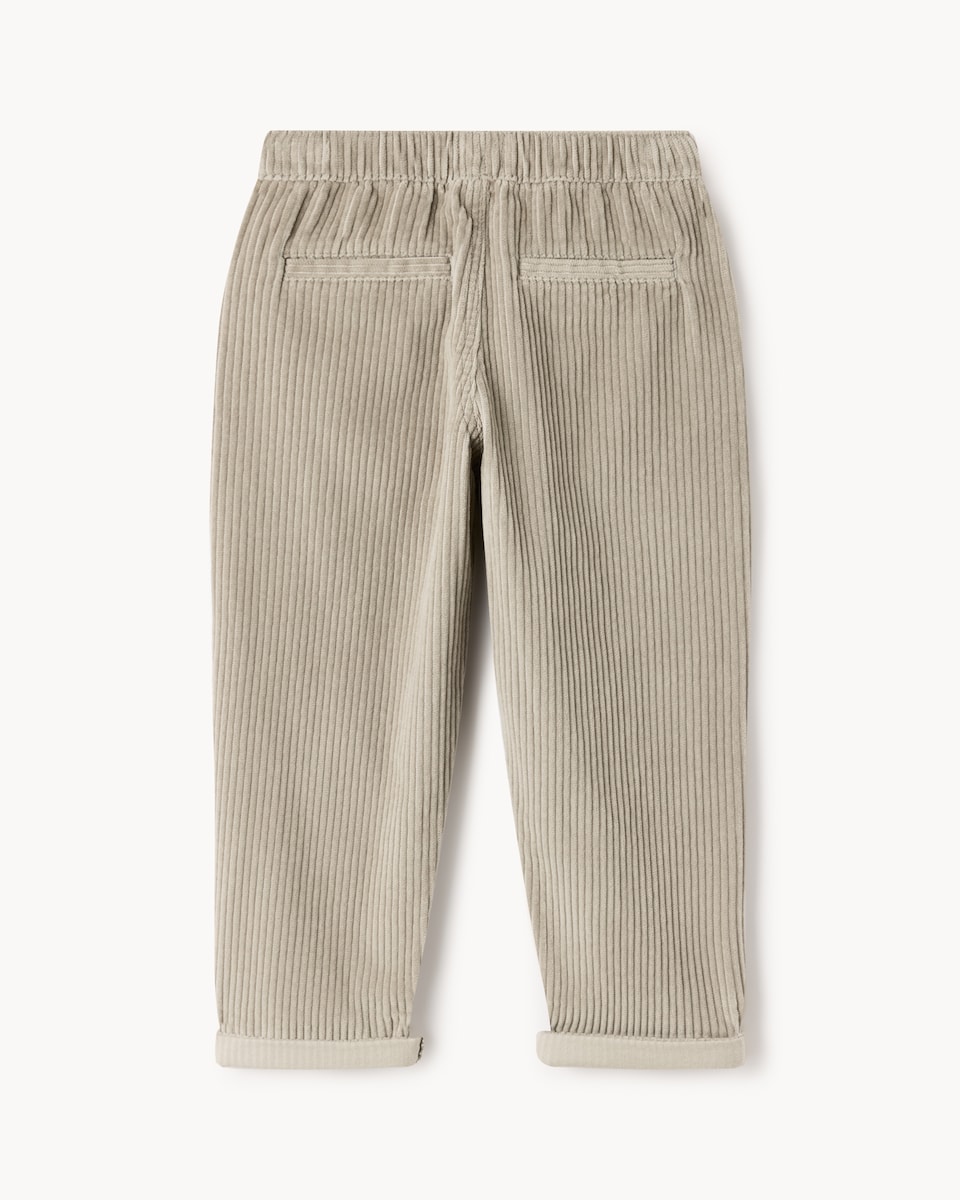 image 1 of F&F Boys Pure Cotton Corduroy Trousers in Stone