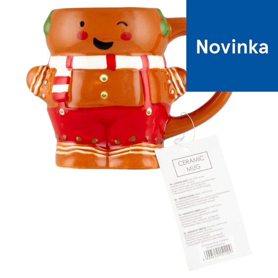 Gingerbread Boy Ceramic Christmas Mug 14 x 9 x 10 cm