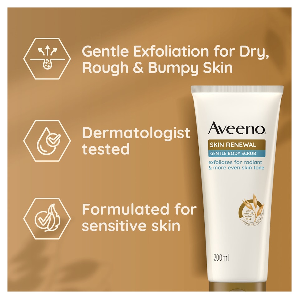 image 1 of Aveeno Skin Renewal Gentle Body Lotion Scrub Rough & Bumpy Skin 200ml