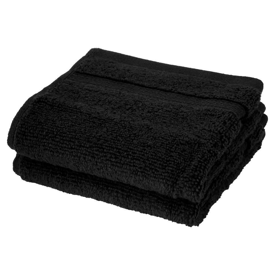 image 1 of Tesco Black Supersoft Cotton Face Cloth 2 Pack