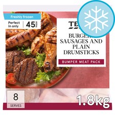 Tesco Burgers, Sausages & Drumsticks 1.8Kg