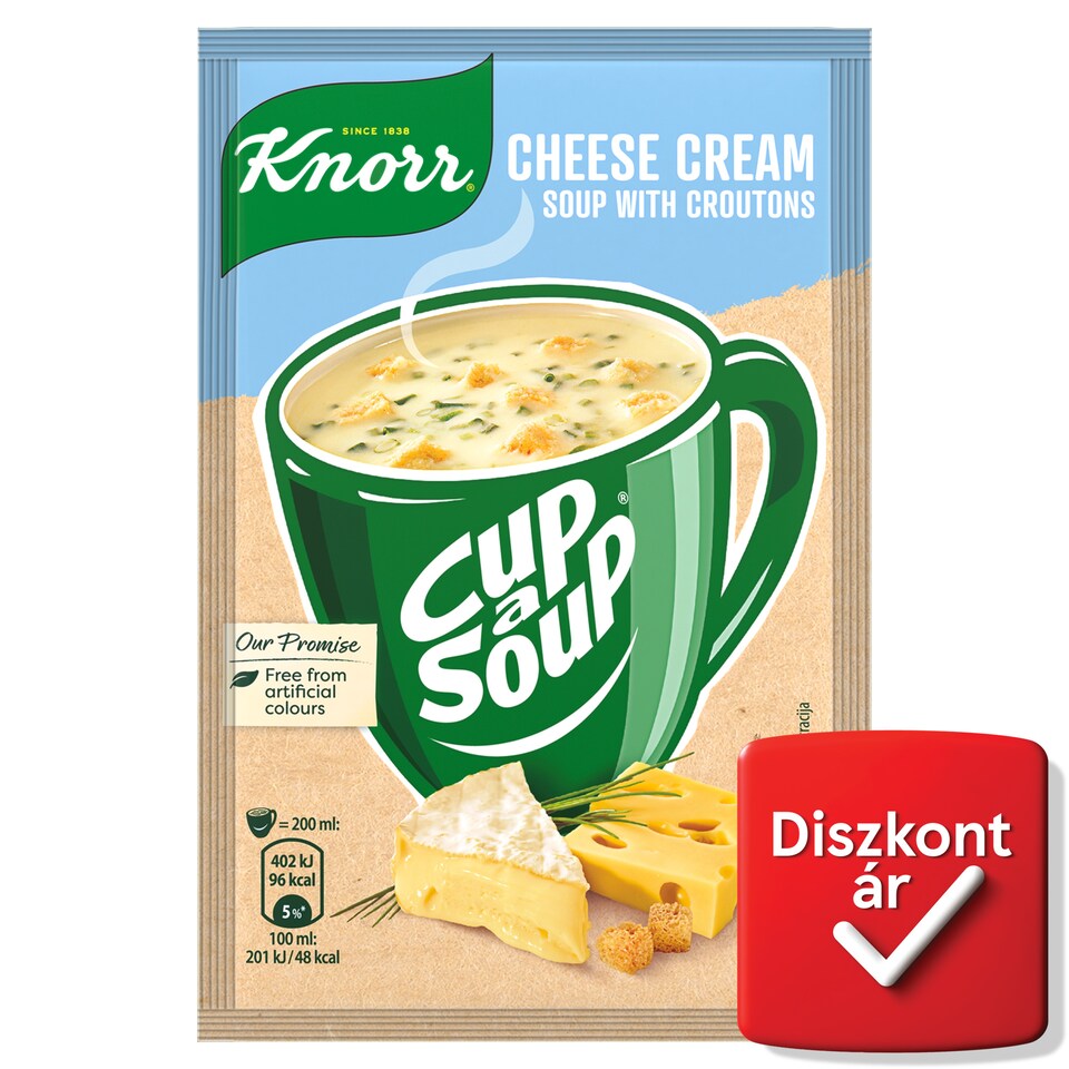 Knorr Cup a Soup instant sajtkrémleves zsemlekockával 22 g