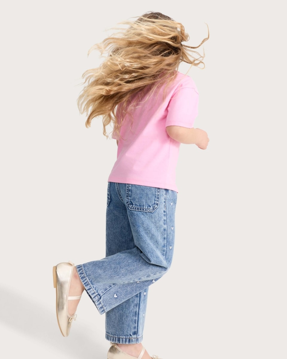 image 1 of F&F Girls Pure Cotton Sequin Candy Pop Print T-Shirt in Hot Pink