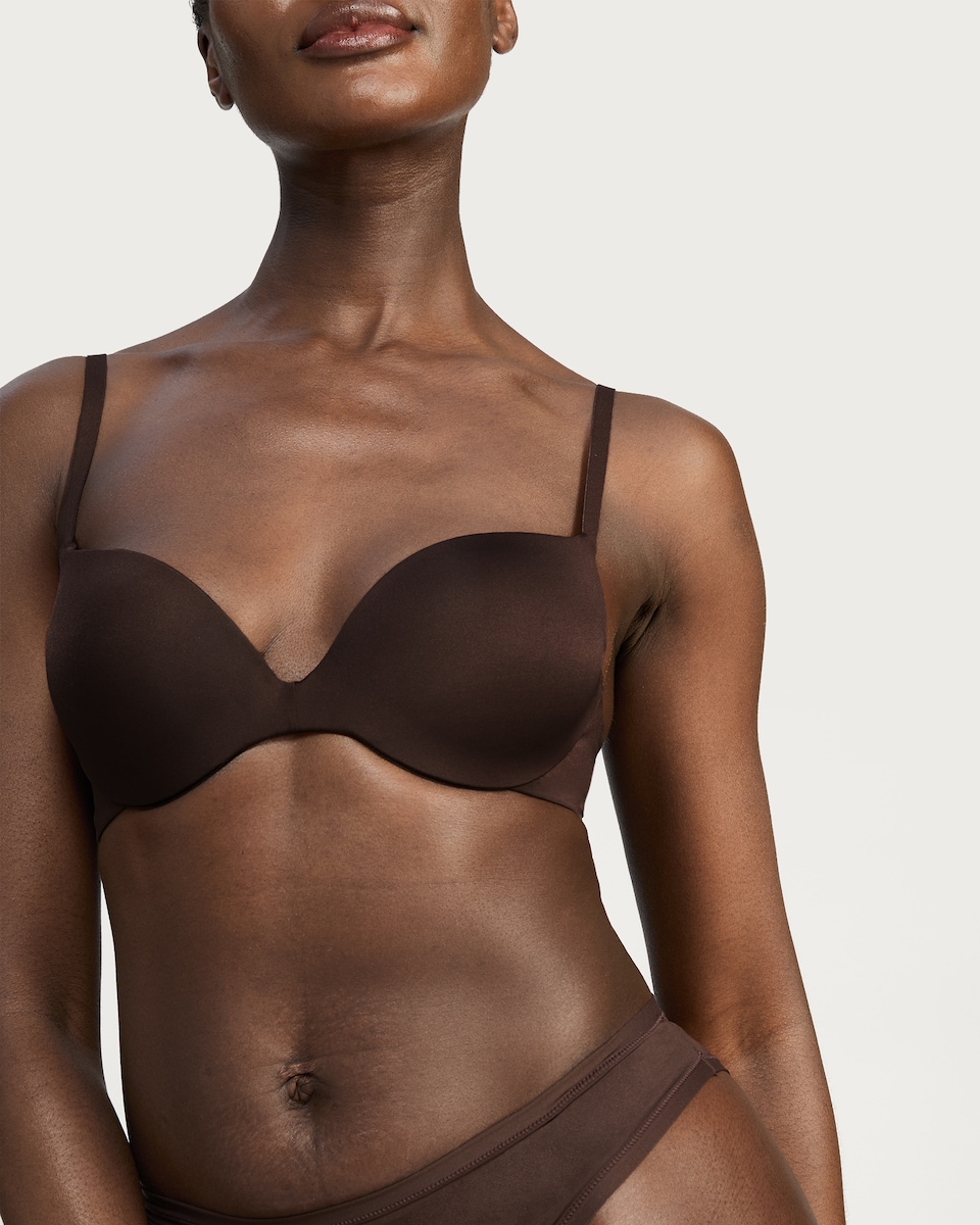 image 1 of F&F Underwired Contour Push Up Bra in Dark Nude