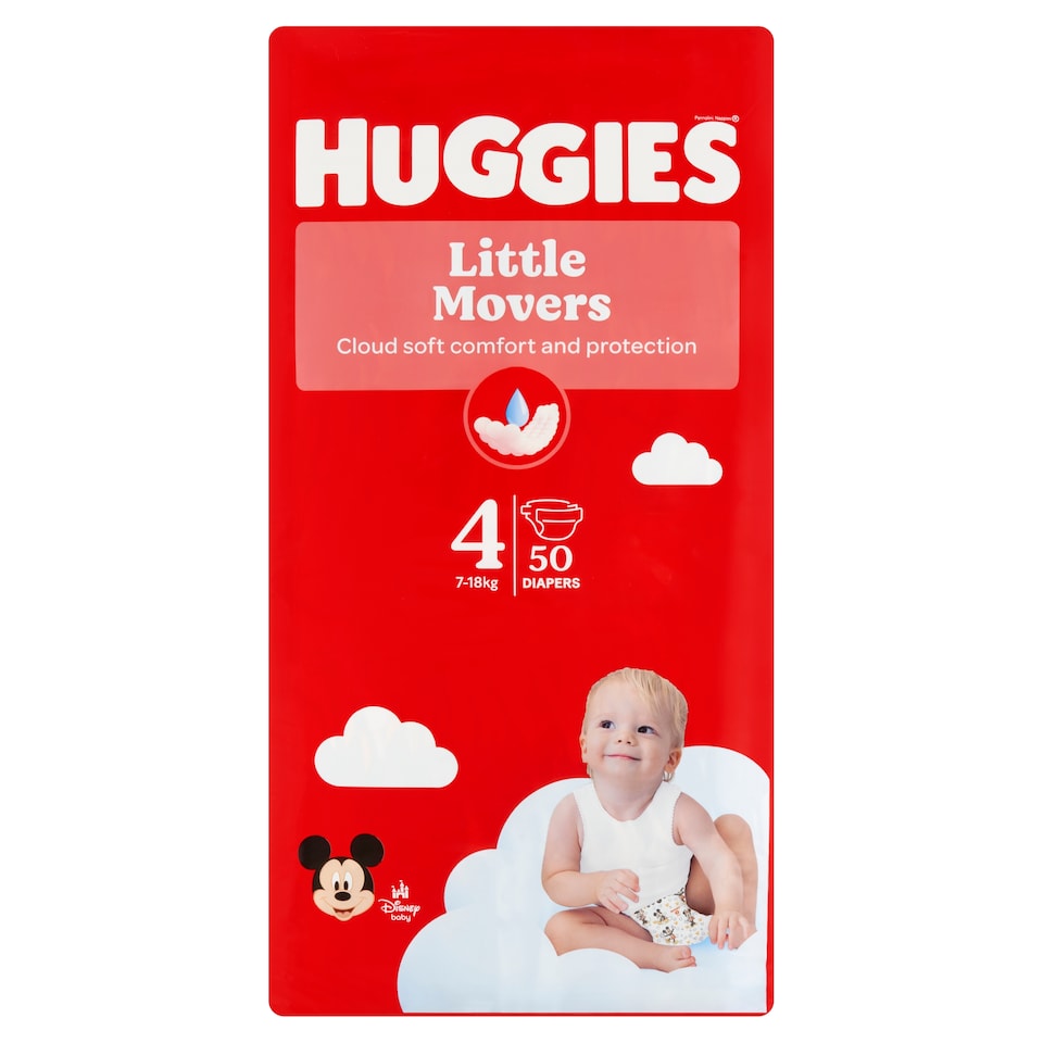 obrázok 1 z Huggies Little Movers plienky veľkosť 4 pre deti 7-18 kg 50 ks