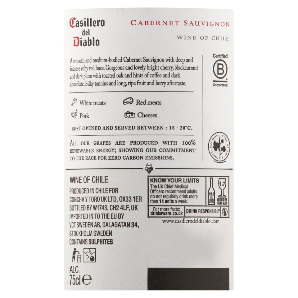 image 1 of Casillero Del Diablo Cabernet Sauvignon 75Cl