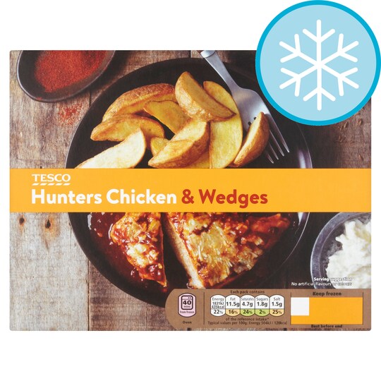 TESCO HUNTER CKN WITH POTATO WEDGES 400G Tesco Groceries