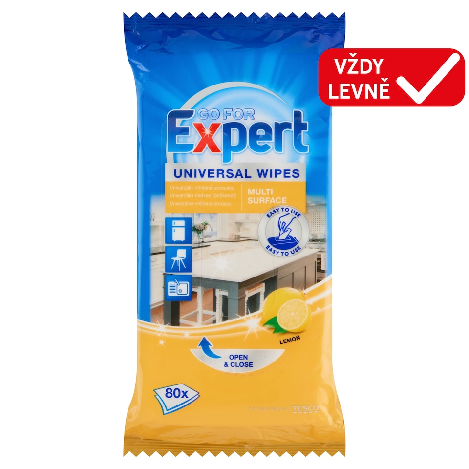 Go for Expert Lemon univerzální vlhčené ubrousky 80 ks