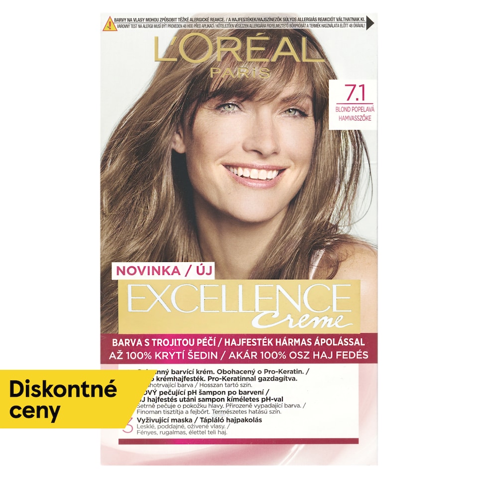 L'Oréal Paris Excellence Créme 7 .1 , blond popolavá, 72 +48 +12 +60 ml