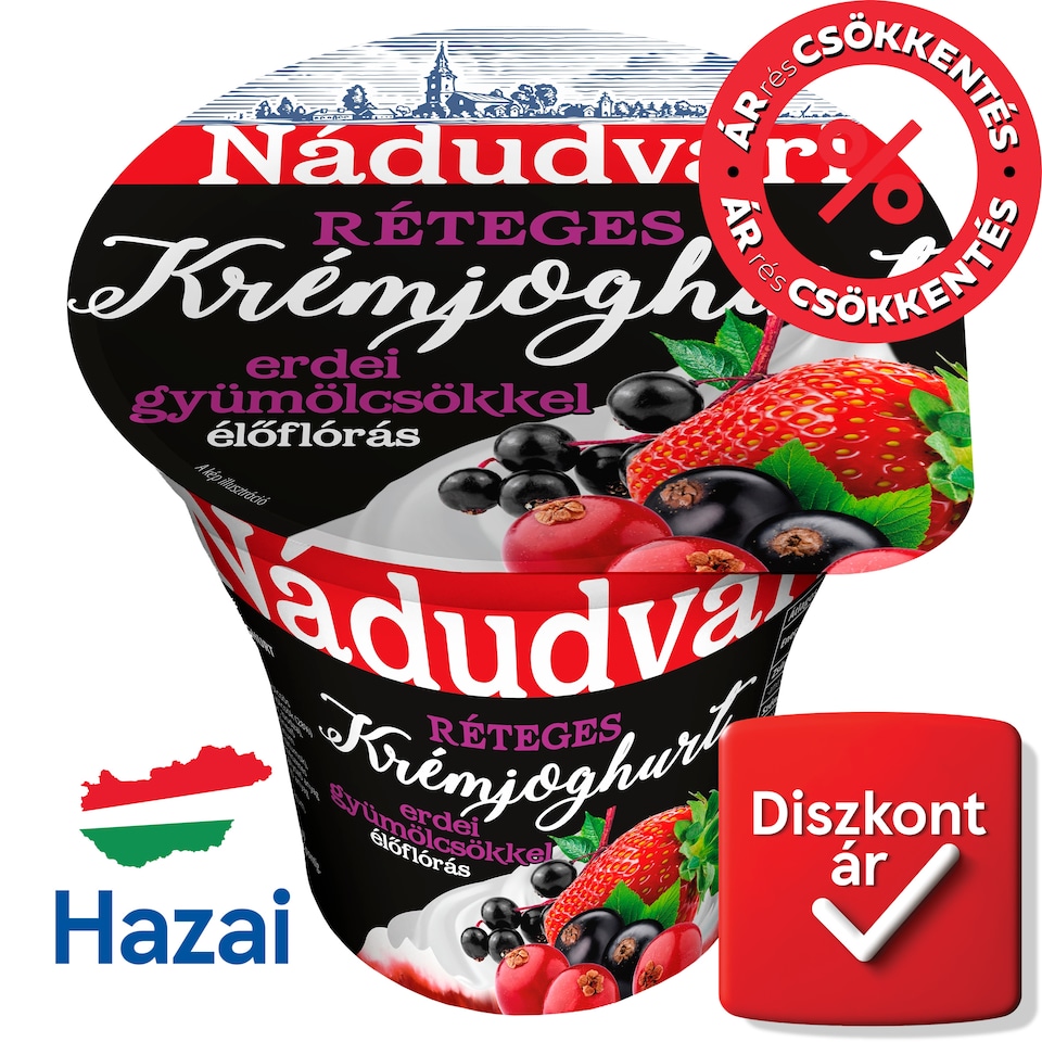 Nádudvari réteges élőflórás krémjoghurt erdei gyümölcsökkel 180 g