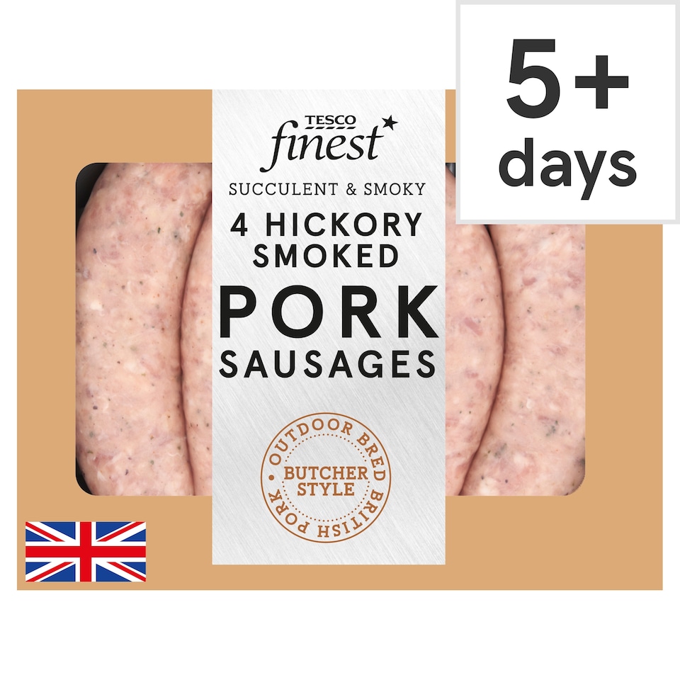 image 1 of Tesco Finest 4 Hickory Smoked Pork Sausages 440g