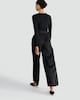 image 3 of F&F Satin Wide Leg Tie Waist Trousers in Black