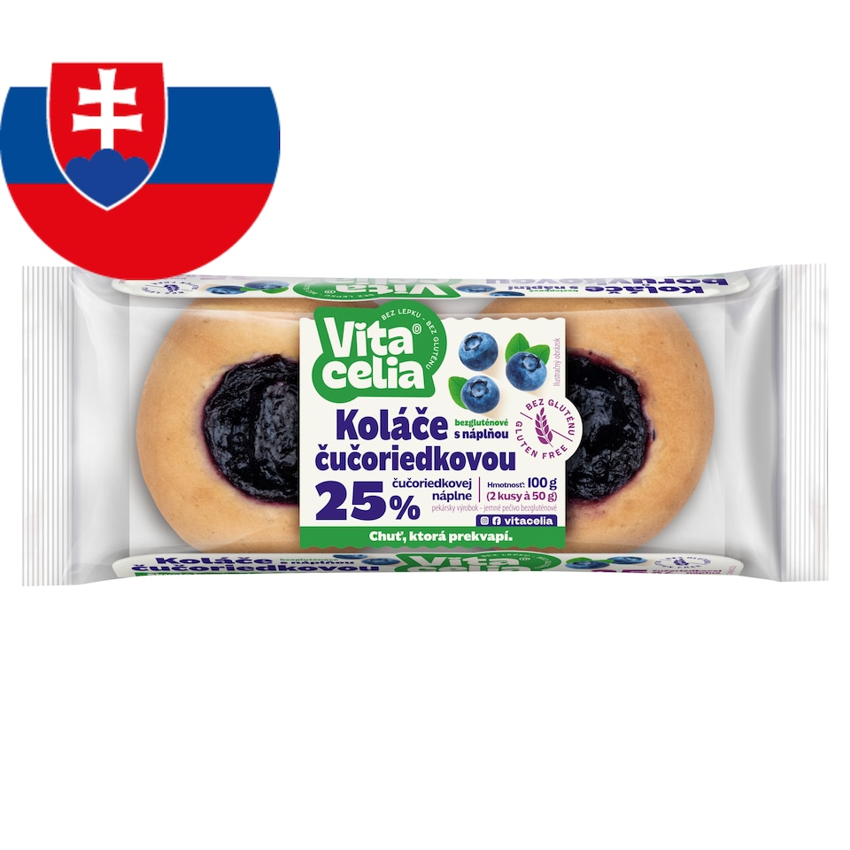 Vitacelia Koláče bezgluténové s náplňou čučoriedkovou 2 x 50 g (100 g)