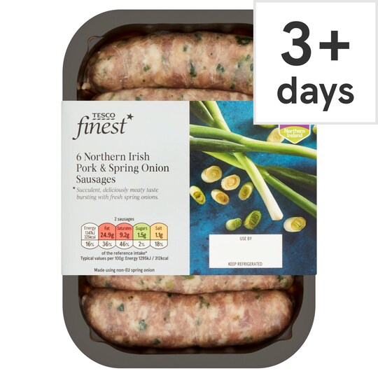 Ni Tesco Finest Pork & Scallion Sausages 400G Tesco Groceries