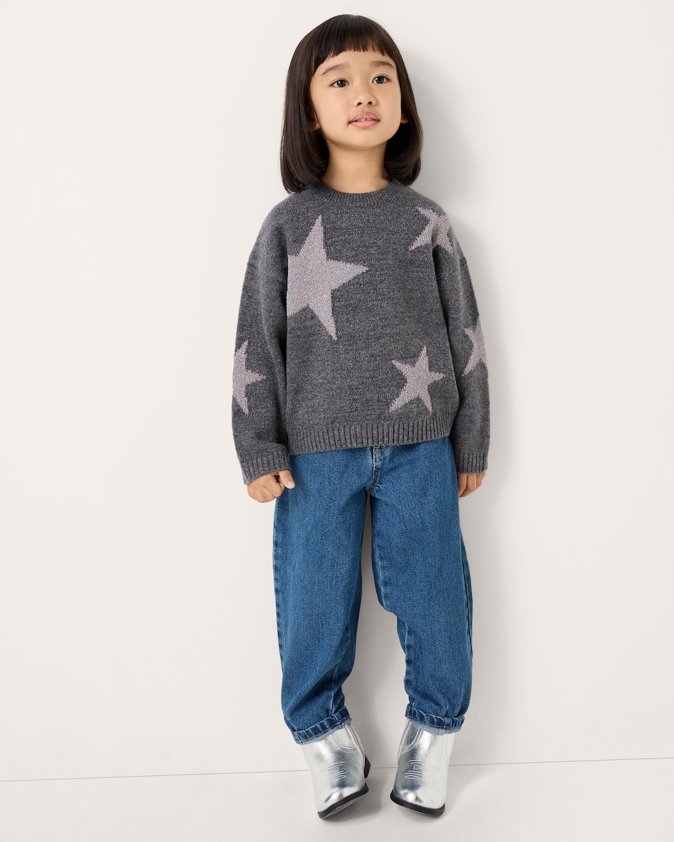 image 1 of F&F Girls Star Jumper in Grey