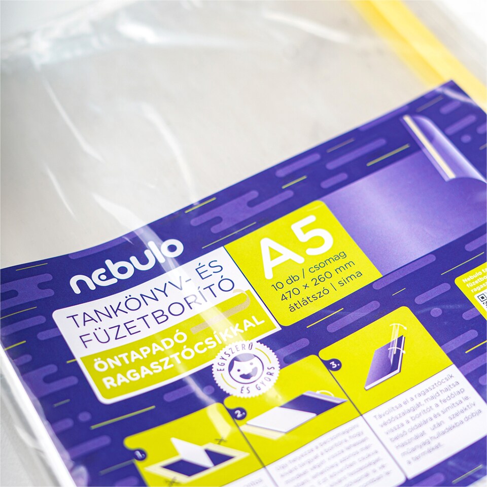 image 1 of Nebulo Smooth Transparent A5 Textbook Cover with Self-adhesive Strip 470 x 260 mm 10 pcs