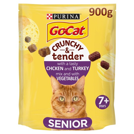GoCat Crunchy & Tender Senior Cat Food Chicken 900G Tesco Groceries