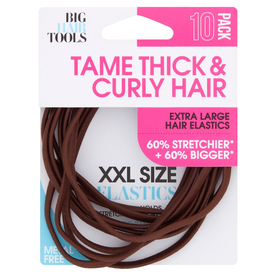 Big Hair Tools Xxl Hair Elastic Brown 10 Pack