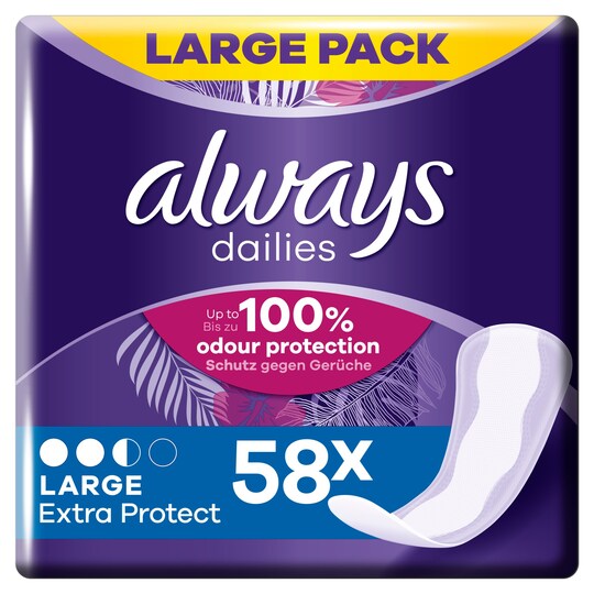 Always Dailies Large Panty Liners 58 Pack Tesco Groceries