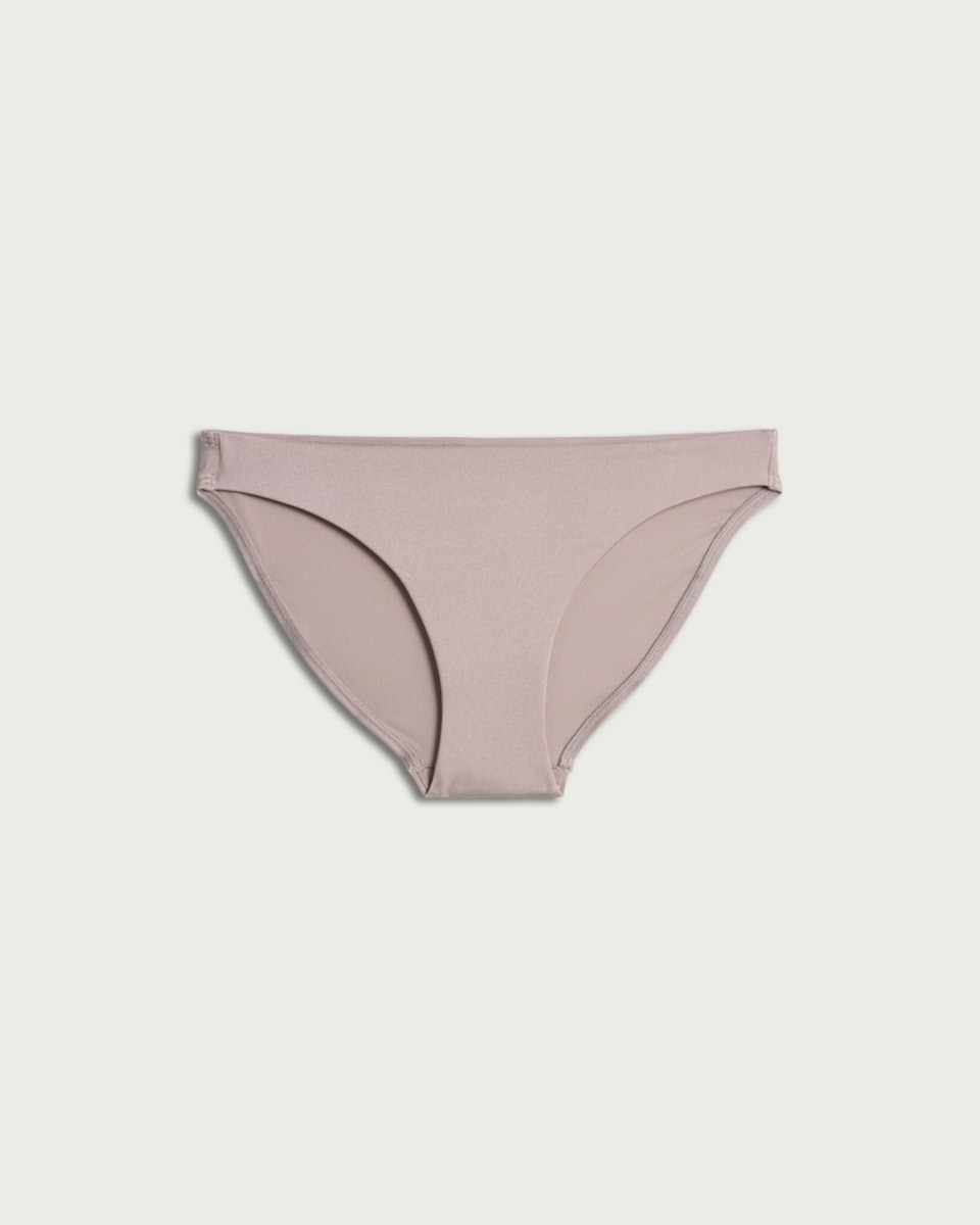 image 1 of F&F High Shine High Leg Bikini Bottoms in Grey