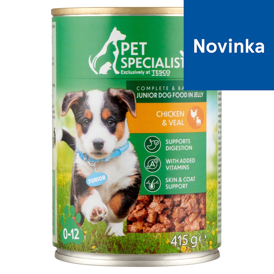 Pet Specialist Kompletné krmivo pre šteňatá kúsky s teľacinou a kuracinou v želé 415 g