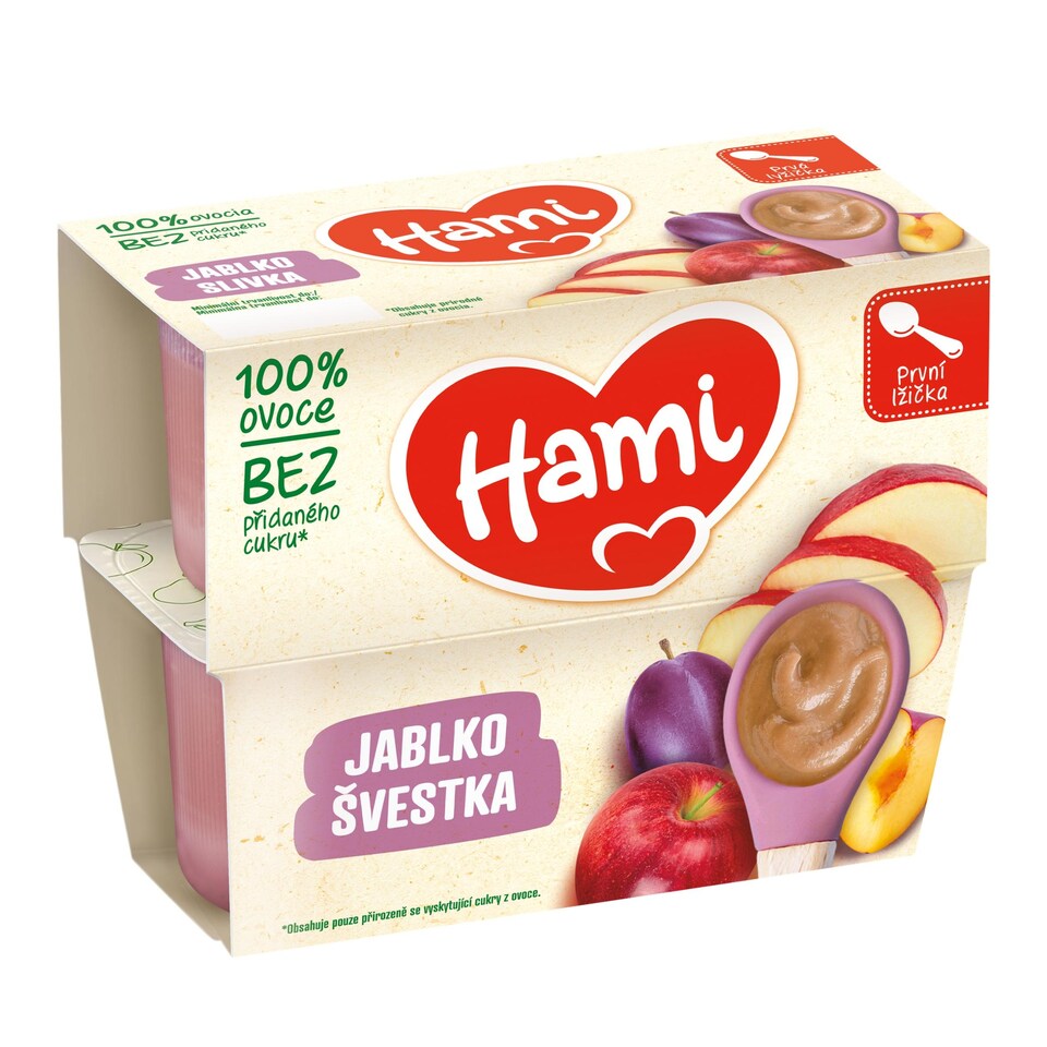 Obrázek 1 pro produkt HAMI ovocný příkrm Jablko a Švestka 4x100 g