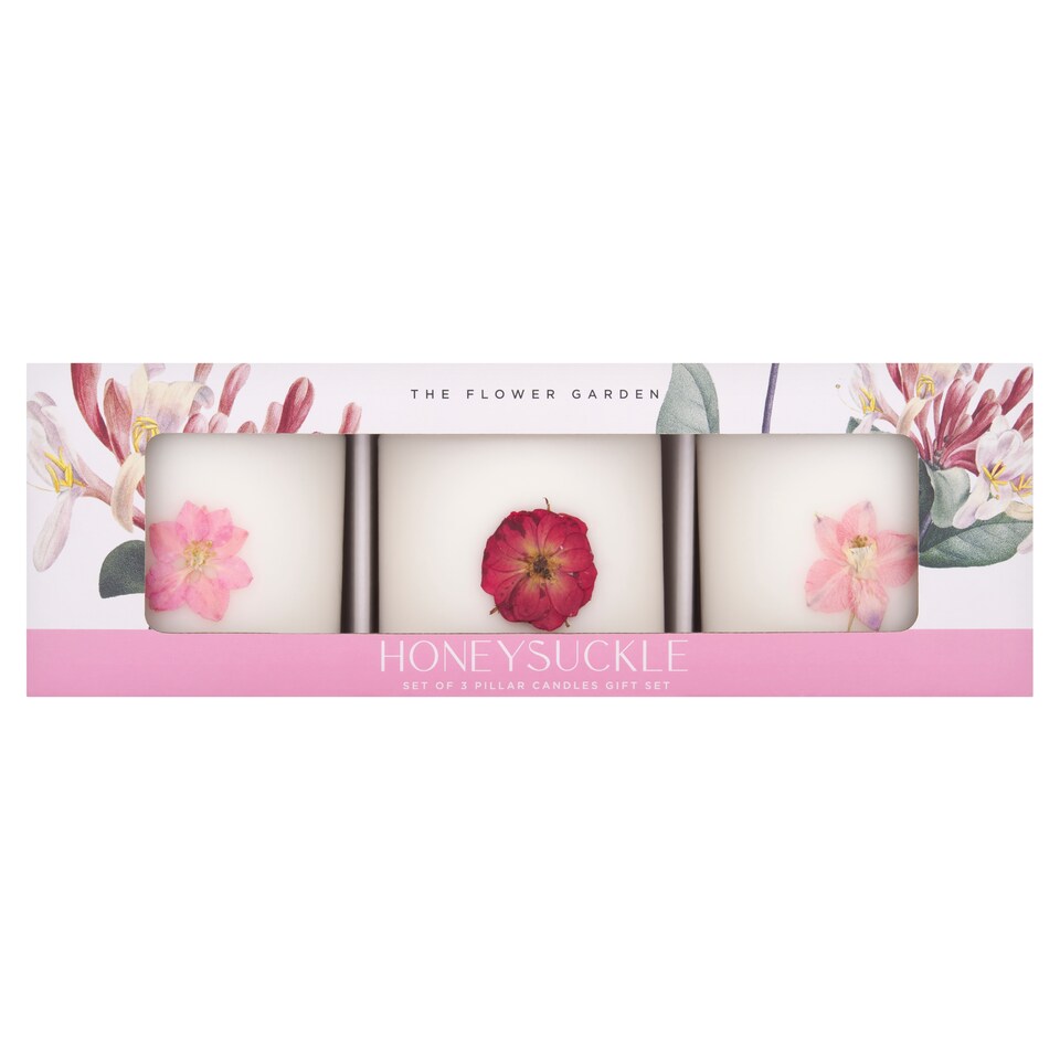 F&F Home Floral 3 Pillar Candle Set